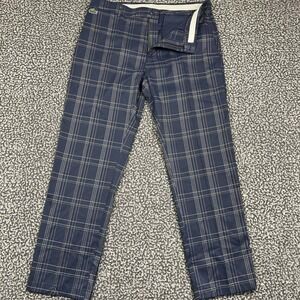 Lacoste Sport Men Navy Blue Plaid Golf Trousers Pants 34 Pockets Outdoor